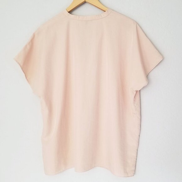 Eileen Fisher Mandarin Collar Top M Dune Tencel Blend Lightweight Lagenlook $198 - Picture 7 of 16